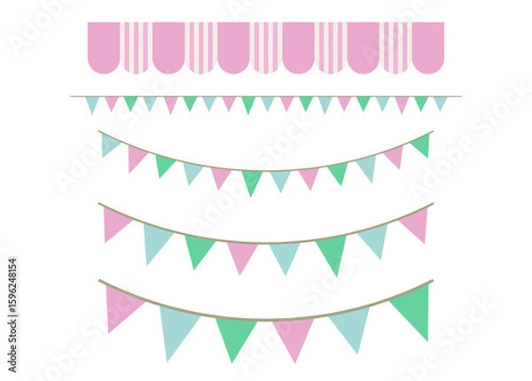 Obraz 飲食店のオーニングテントとガーランド　お洒落なお店の必須アイテムです