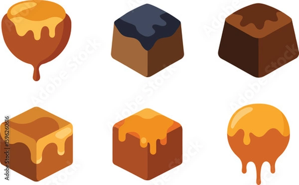 Obraz Sticky Toffee Pudding Vector Illustration