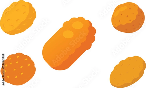 Obraz Tater Tots Vector Illustration Set