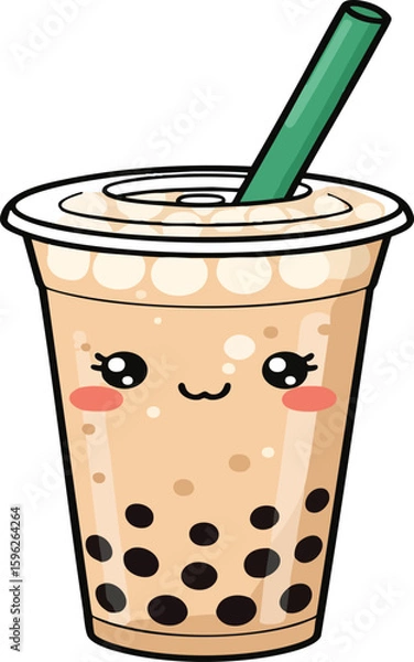 Obraz Kawaii drink vectors work well in branding for tea shops, cafés, and youth-oriented brands