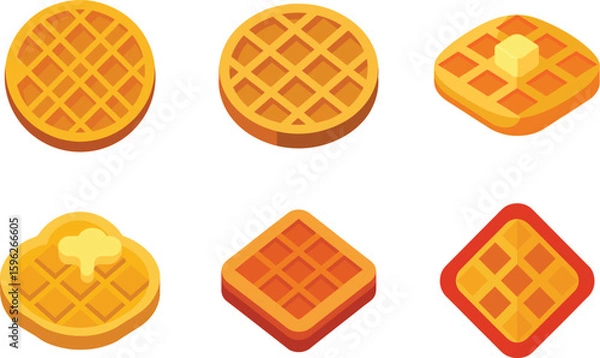 Obraz Waffle Vector Illustration Set