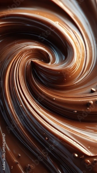Fototapeta Smooth chocolate swirl creates rich texture in culinary preparation