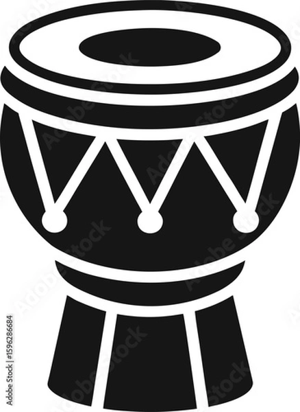 Fototapeta Solid Black Traditional Drum Silhouette Vector Icon