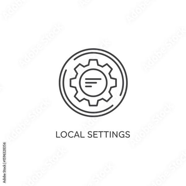 Fototapeta Vector art of outline icon representing local settings with a gear