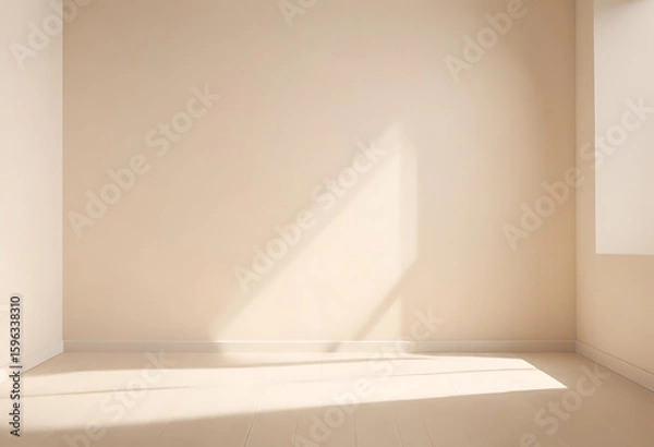Fototapeta Light beige empty room with soft shadows