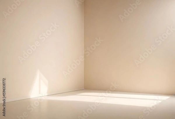 Fototapeta Light beige empty room with soft shadows