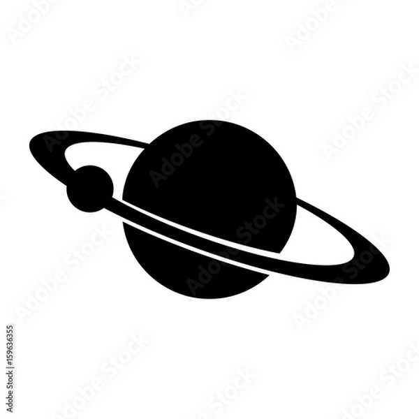 Fototapeta Planet with satellite on the ring the black color icon .