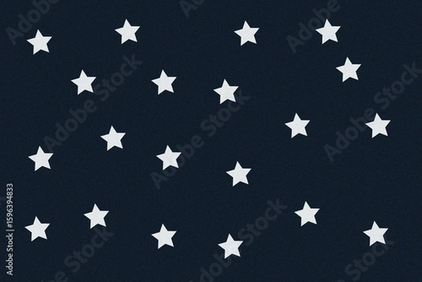 Obraz Small white stars scattered on a dark blue background isolated on transparent background