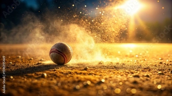 Obraz Golden Hour Dust and a Ball's Resting Place on Sandy Field