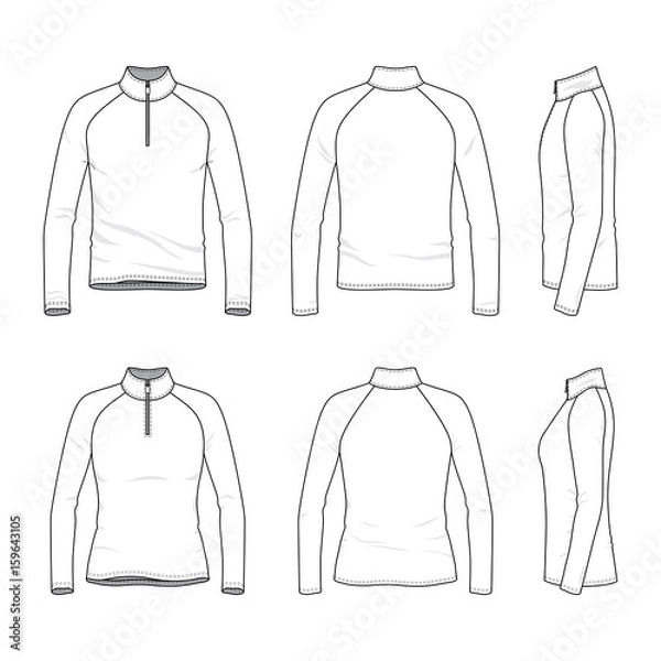 Obraz Set of raglan sleeved t-shirt with zipper.