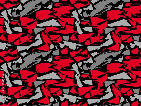 Obraz Pattern texture repeating seamless. Red and gray spots on a black background. Vector background. Repeat.