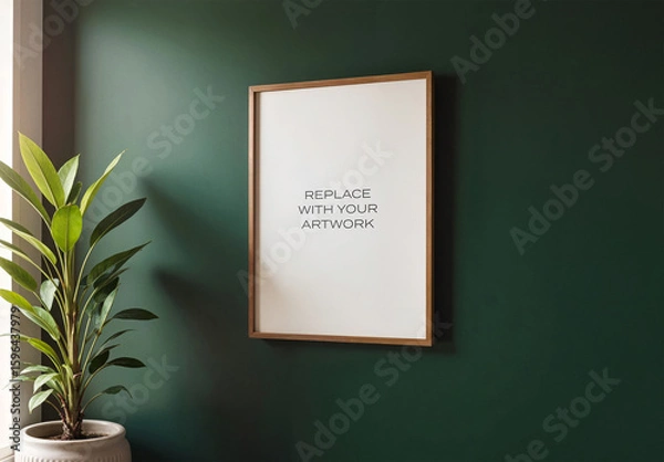 Obraz Frame Interior Canvas Wall Art Poster Room Mockup Template Blank Paper Texture