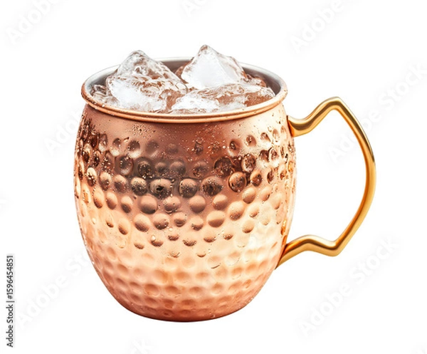 Fototapeta Refreshing copper mug filled with ice, ready for a chilled cocktail on transparent background