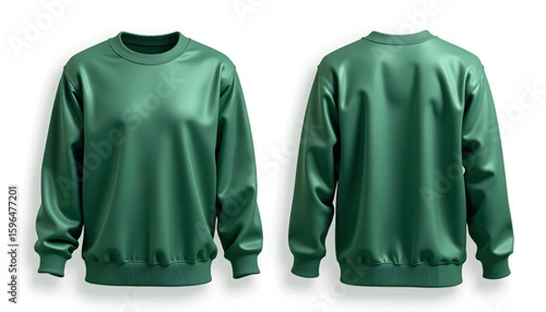 Obraz Green Sweatshirt Front and Back View Mockup on White