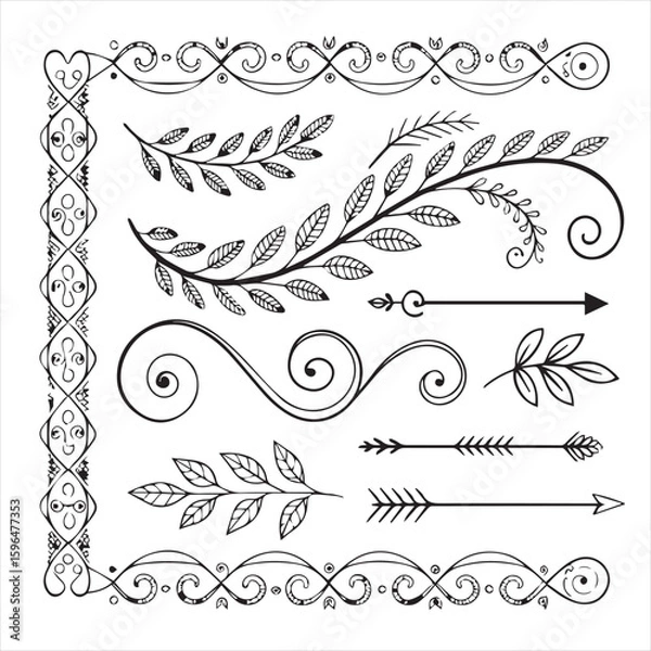 Fototapeta elegant decorative dividers ornate line separator 