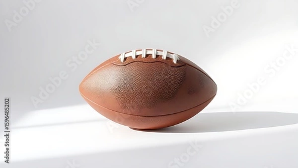 Fototapeta American football placed on a clean white surface, emphasizing the sport's simplicity and iconic design.