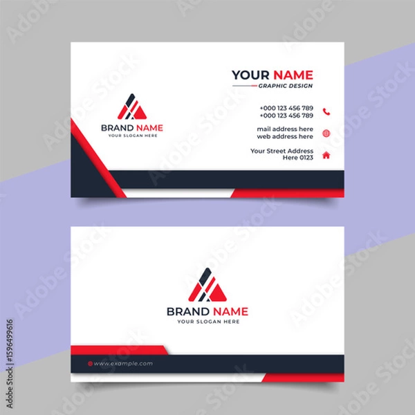 Obraz Creative modern red business card design  name card corporate visiting card and simple clean template vector design