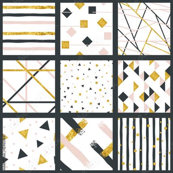 Obraz Set of abstract metallic patterns