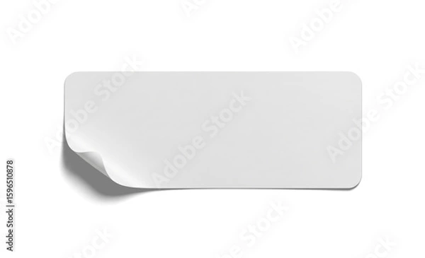 Fototapeta White Rectangle Sticker, Rounded Corners, Isolated Element, Transparent Background