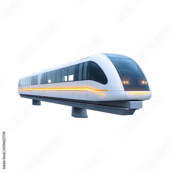 Fototapeta Futuristic High-Speed Magnetic Train with Sleek Design Stationed on Monorail Track