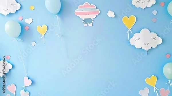 Obraz The Perfect Choice for Charming Children's Designs – From Nursery Wall Art to Kids' Stationery, Playful Illustrations, and Toddler Apparel, Infuse Warmth and Cuteness with Soft Blue Tones That Spark