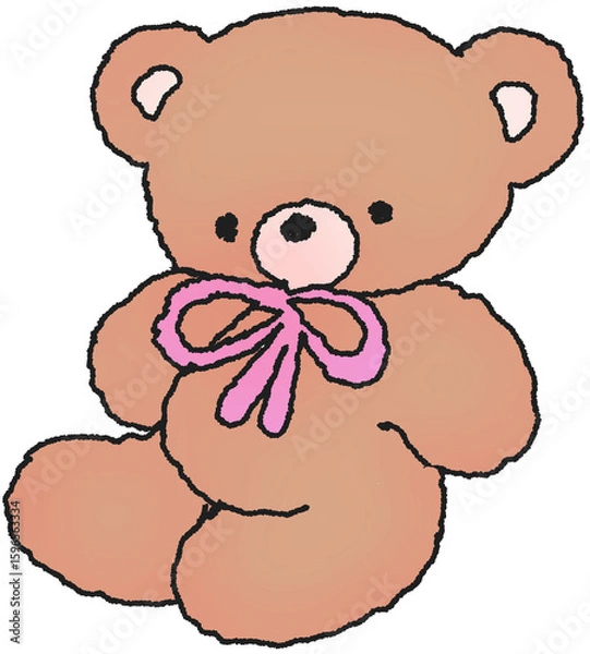 Obraz 핑크 리본 곰돌이 캐릭터 손그림 일러스트