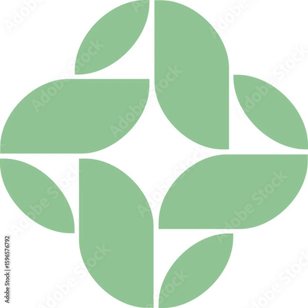 Fototapeta Abstract Geometric Sage Green Shapes Illustration