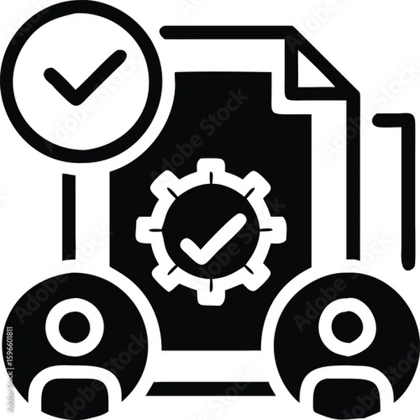 Fototapeta Teamwork document review approved process icon