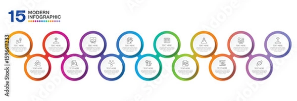 Fototapeta Infographic design with icons and 15 options or steps. 