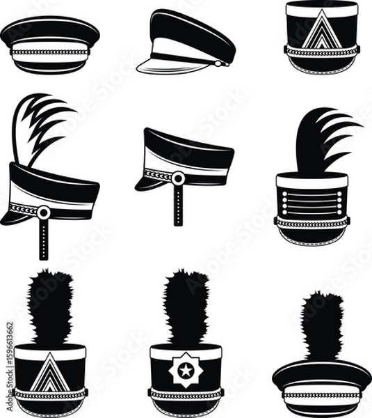 Fototapeta Marching Band Hat Eps, Vector File Black and White