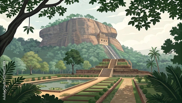 Fototapeta Sigiriya Rock Fortress Vector