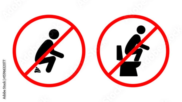 Fototapeta No poop sign on white background, flat vector illustration.
