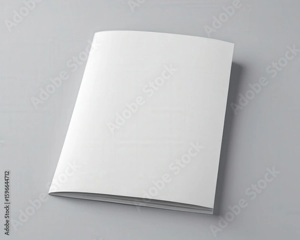 Fototapeta A4 brochure mockup showing one page curled as if turning, floating on a light grey seamless background. Great template or flyer, leaflet, psd design mock-up for creative projects.