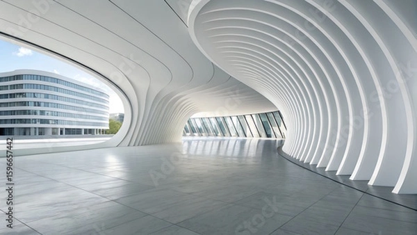 Fototapeta White Futuristic wave Architecture