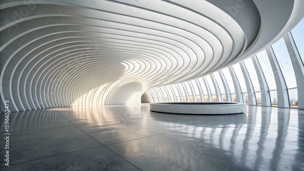 Fototapeta White Futuristic wave Architecture