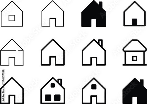 Obraz Set of minimal flat house icon, Vector illustration. Pro Vector
