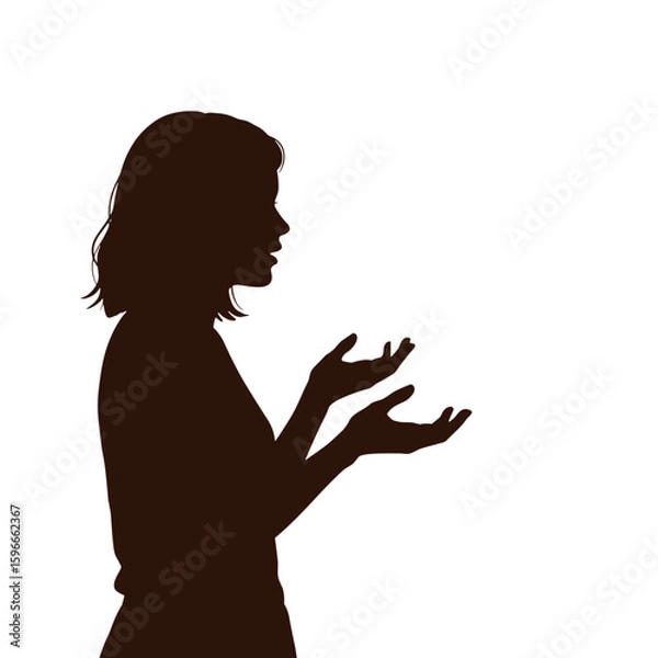 Fototapeta Silhouette of person speaking to reflection, inner dialogue and therapy  
