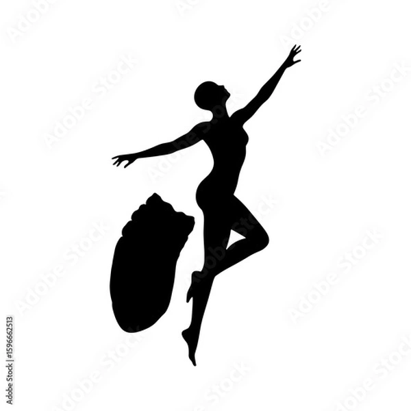 Fototapeta Silhouette of person emerging from cocoon, transformation metaphor  