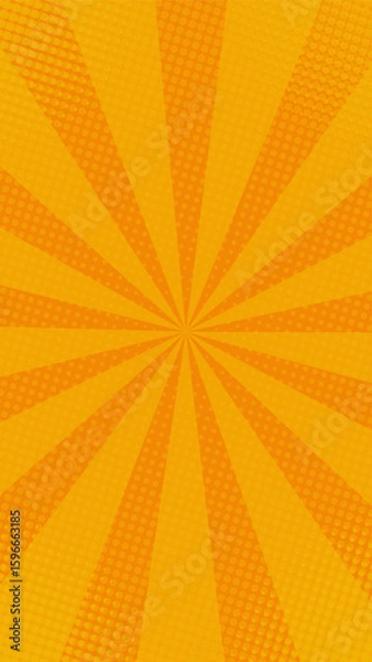 Fototapeta Comic vertical background of sunlight and halftone with orange color. Suitable for comics, prints, posters, etc.