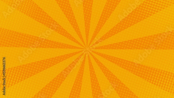 Fototapeta Sunlight and halftone comic background with orange color. Suitable for comics, prints, posters, etc.