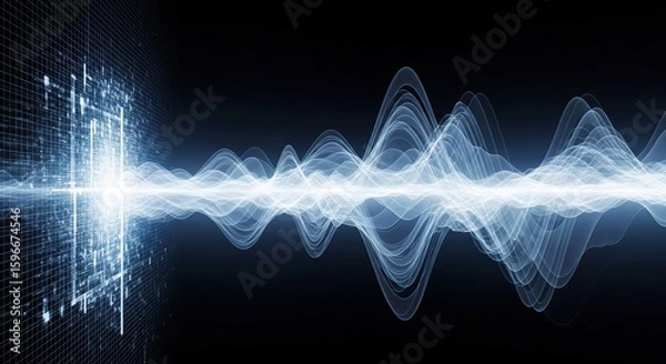 Fototapeta Digital Sound Waveform Visualization Representing Audio Data and Technology Innovation