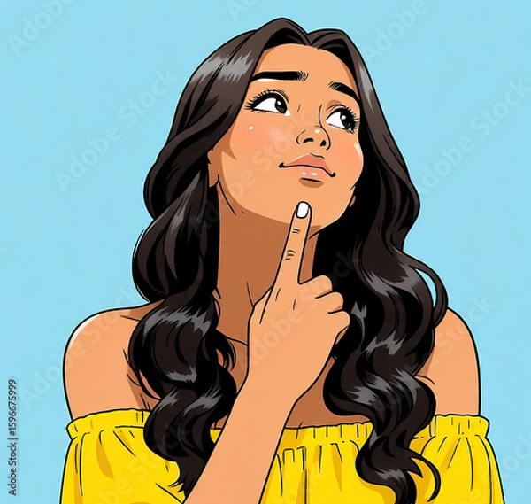 Obraz  Thoughtful Young Woman Pondering New Ideas