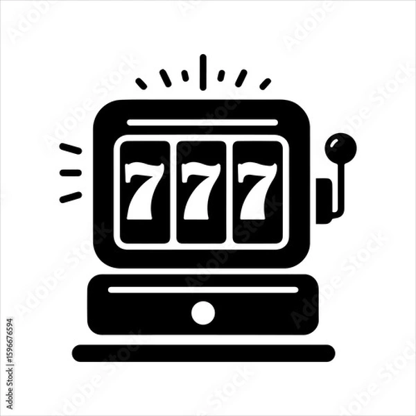 Obraz Minimalist Black and White Slot Machine Icon Vector of Jackpot on white background