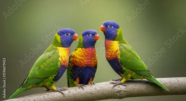Fototapeta two parrots on a branch