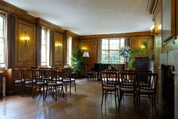 Obraz Wood-panelled music room located at Burgh House, New End Square in Hampstead, London
