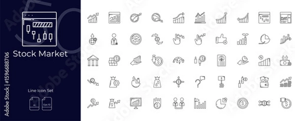 Fototapeta Stock Market Line Editable Icons set. Vector illustration in modern thin line style of Stock Market icons: market, trading, financial, etc