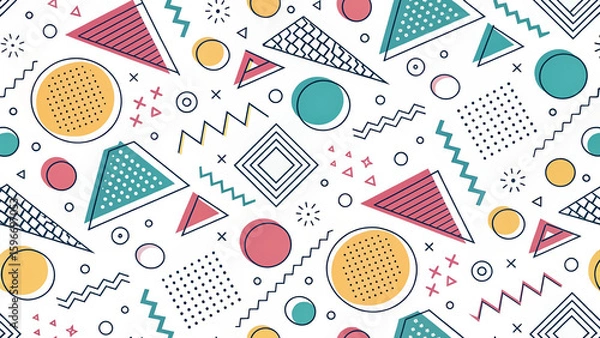 Fototapeta Retro Memphis Style Seamless Geometric Pattern
