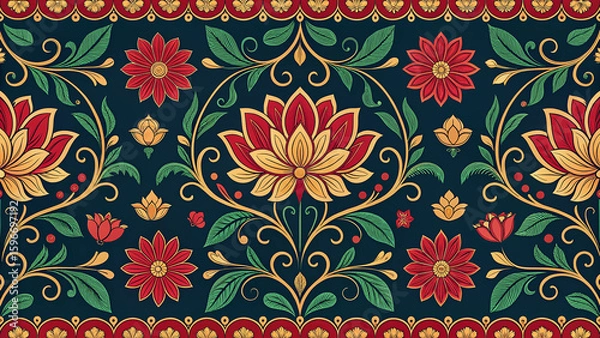 Obraz Seamless Sri Lankan Traditional Motif Vector Pattern