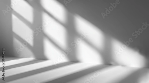 Obraz 窓枠の光と影が織りなす白い壁の抽象空間