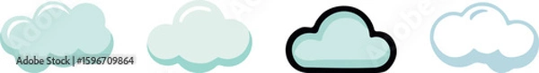 Obraz Cute Pastel Cloud Icons, Four Variations for Design Projects
